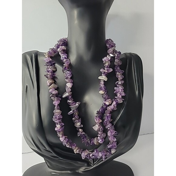 Vintage Premier Designs Purple Stone Chips Beaded Necklace Flapper Opera Jewelry - Picture 4 of 15
